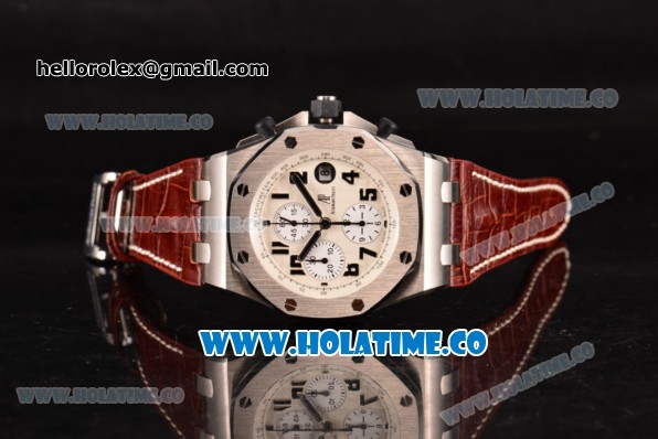 Audemars Piguet Royal Oak Offshore Safari Chronograph Swiss Valjoux 7750 Automatic Steel Case with White Dial and Numeral Markers - 1:1 Best Edition (JF) - Click Image to Close